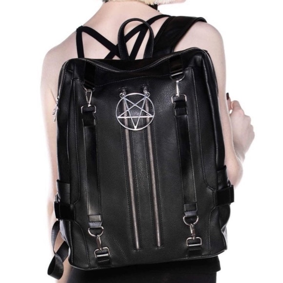 Killstar Other - Killstar Hell Awaits black faux leather backpack with pentagram
